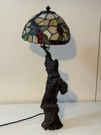 "Luce d'Époque" – Statua Lampada Liberty in Bronzo e Vetro Artistico